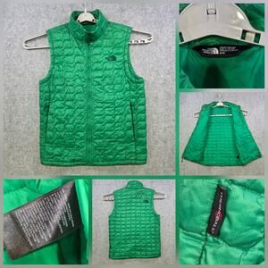 The North Face Thermoball Vest Mens Medium Green Quilted Insulated Full Zip
